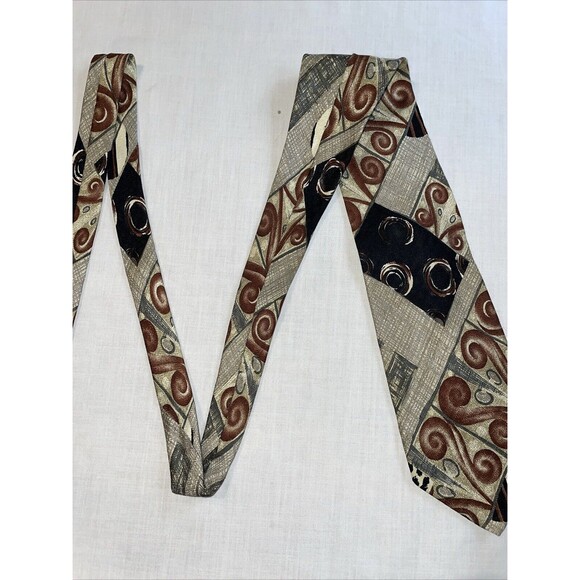 Manzoni Men’s Dress Tie Size 57” Multicolor Geometric Silk Business Formal - Picture 5 of 12